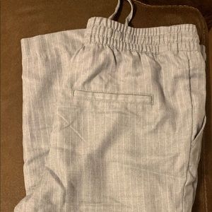 H&M grey and white pinstripe linen pants